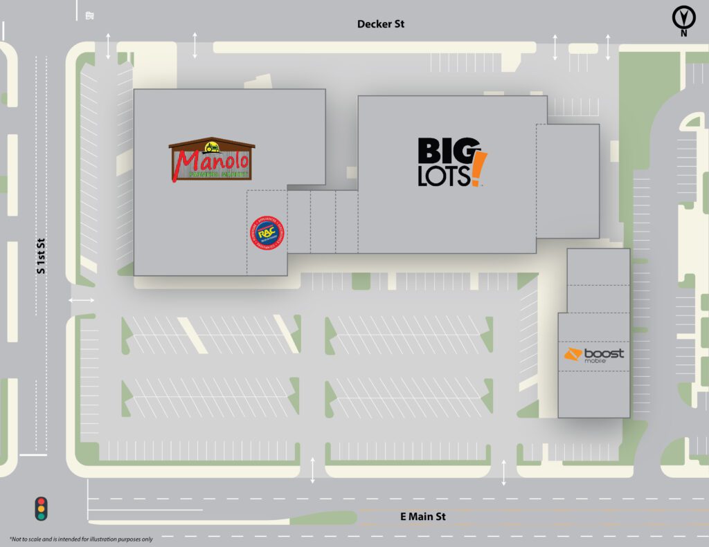 A map of the big lots store in front of the mall.