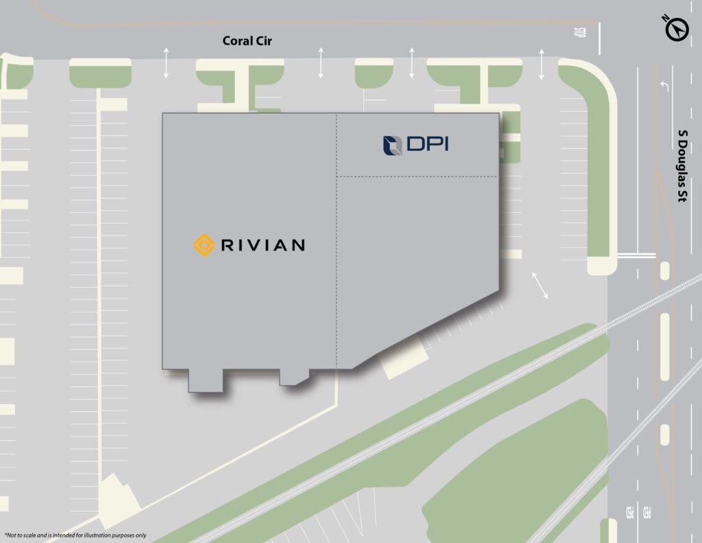 A map of the rivian location in the city.